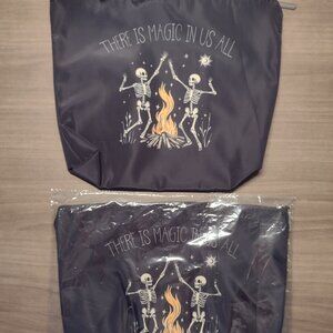 Two Gothic, Skeleton, Halloween cosmetic, travel, pencil bags